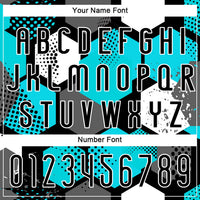 Custom Black Aqua-White Geometric Shape Sublimation Volleyball Uniform Jersey