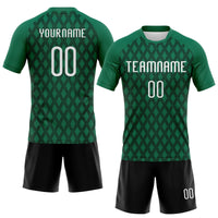 Custom Kelly Green White-Black Geometric Shape Sublimation Volleyball Uniform Jersey