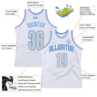 Custom White Light Gray-Light Blue Authentic Throwback Basketball Jersey