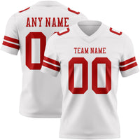 Custom White Red Authentic Football Jersey
