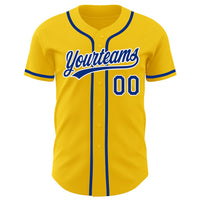 Custom Baseball Jersey - Yellow Royal-White Authentic