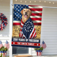 Golden Retriever American Flag Garden Flag | 250 Years of Freedom Personalized | Premium Polyester Double-Sided | Patriotic Dog Lover Gift