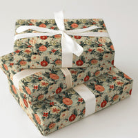 Poinsettia Ornament Gift Wrap, Vintage Christmas Wrapping Paper, Pine Branch Holiday Wrapping Paper, Classic Botanical Christmas Gift Wrap