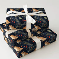 Botanical Nature Holiday Gift Wrap, Watercolor Frog Wrapping Paper, Christmas Frog Wrapping Paper, Winter Holly Berry Floral Wrapping Paper