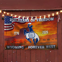 Wyoming 250th Anniversary Flag | America 250 Years of Freedom 1776-2026 | Double-Sided Polyester House Flag | Patriotic WY Home Decor Gift