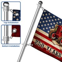 Red Tractor American Flag | 250 Years of Freedom Patriotic House Flag | Weather-Resistant Polyester | Farmer Gift