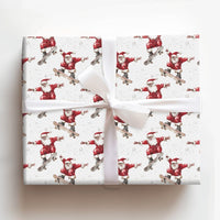 Humorous Skater Christmas Gift Wrap, Skateboarding Santa Wrapping Paper, Watercolor Santa Claus Present Paper, Winter Holiday Roll, Skater Present