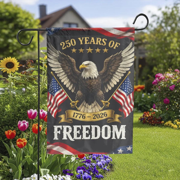 Patriotic American Eagle Garden Flag | 250 Years of Freedom 1776-2026 Semiquincentennial | Double-Sided Premium Weather-Resistant Polyester | Collector's Yard Decor Gift