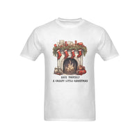 Dark Humor Holiday Graphic Tee, Creepy Christmas Skull Fireplace Shirt, Gothic Winter Xmas T-Shirt, Alternative Festive Mens Top