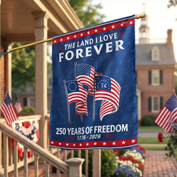 250 Years of Freedom Garden Flag | Betsy Ross & Bennington 76 Historic Flags | Double-Sided Polyester | Patriotic Home Decor Gift