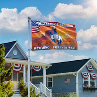Wyoming 250th Anniversary Flag | America 250 Years of Freedom 1776-2026 | Double-Sided Polyester House Flag | Patriotic WY Home Decor Gift