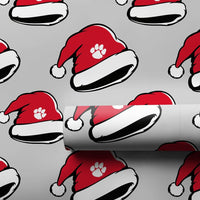 Dog Cat Christmas Gift Wrap, Paw Print Santa Hat Wrapping Paper, Holiday Pet Lover Wrapping Paper, Festive Animal Holiday Gift Wrap Roll