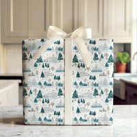 Snowy Capitol White House Gift Wrap, Washington DC Wrapping Paper, Watercolor Winter Holiday Gift Wrap, Patriotic Christmas Present Paper