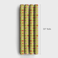 Lime Green Christmas Gift Wrap, Modern Pink Red Tree Wrapping Paper, Graphic Stylized Tree Wrapping Paper, Holiday Season Gift Wrap Roll
