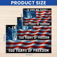 250 Years of Freedom Patriotic House Flag | In God We Trust Christian Flag | Double-Sided Weather-Resistant Polyester | Americana Gift