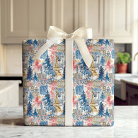 Watercolor Vegas Cityscape Wrapping Paper, Las Vegas Christmas Wrapping Paper, Festive City Skyline Gift Wrap, Nevada Holiday Wrapping Paper