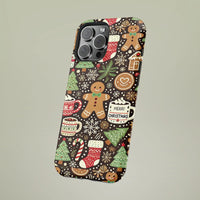 Adorable Holiday Cookie Pattern Phone Case, Christmas Gingerbread iPhone Case, Matte Winter Protective Cover, Festive Xmas Present