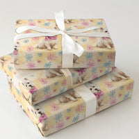 Watercolor Terrier Winter Gift Wrap, Westie Dog Christmas Wrapping Paper, Pink Scarf Puppy Wrapping Paper Roll, Adorable Dog Lover Present Wrap