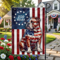 Patriotic Bulldog Garden Flag | 250 Years Betsy Ross Design | Double-Sided Weather-Resistant Polyester | USA Decor for Dog Lovers