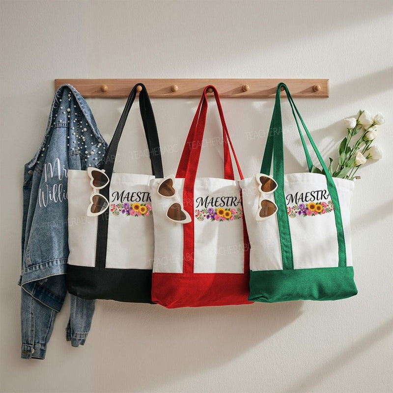 Maestre Floral Color-blocked Canvas Bag