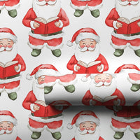 Watercolor Santa Claus Reading Book Gift Wrap, Reading Santa Wrapping Paper, Classic Christmas Gift Wrapping Paper, Holiday Book Lover Wrap