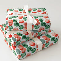 Red and Green Dot Gift Wrap, Watercolor Polka Dot Wrapping Paper, Holiday Dot Wrapping Paper, Festive Christmas Gift Wrap Roll