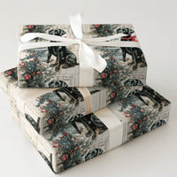 Dog with Tree Holiday Gift Wrap, Black Labrador Christmas Wrapping Paper, Watercolor Pet Wrapping Paper, Dog Lover Xmas Present Paper Roll