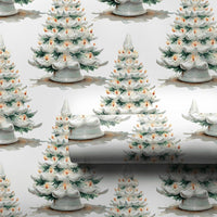 Nostalgic Holiday Gift Wrap, Vintage Ceramic Christmas Tree Wrapping Paper, Retro Xmas Tree Wrapping Paper, Winter Holiday Present Paper