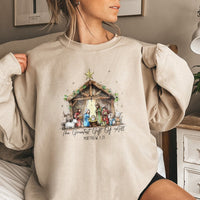 Greatest Present of All Crewneck, Nativity Scene Sweatshirt, Christian Christmas Sweatshirt, Religious Xmas Pullover, Faith Holiday Sweatshirt