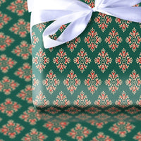 Red and Green Holiday Gift Wrap, Vintage Damask Wrapping Paper, Elegant Festive Damask Wrapping Paper, Classic Christmas Present Paper
