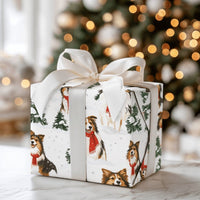 Sheltie Dog Gift Wrap Roll, Shetland Sheepdog Christmas Wrapping Paper, Winter Holiday Wrapping Paper, Adorable Puppy Christmas Gift Wrap