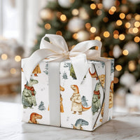 Watercolor Dino Gift Wrap, Winter Dinosaur Wrapping Paper, Christmas Dinosaur Wrapping Paper, Holiday Dino Gift Wrap, Kids Birthday Paper