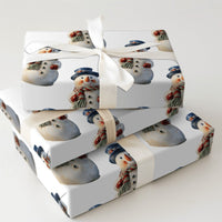 Retro Christmas Holiday Gift Wrap, Vintage Snowman Wrapping Paper, Winter Wonderland Wrapping Paper