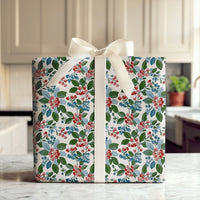 Botanical Holiday Gift Wrap, Watercolor Berry Wrapping Paper, Festive Floral Christmas Wrapping Paper, Winter Berry Gift Wrap Roll