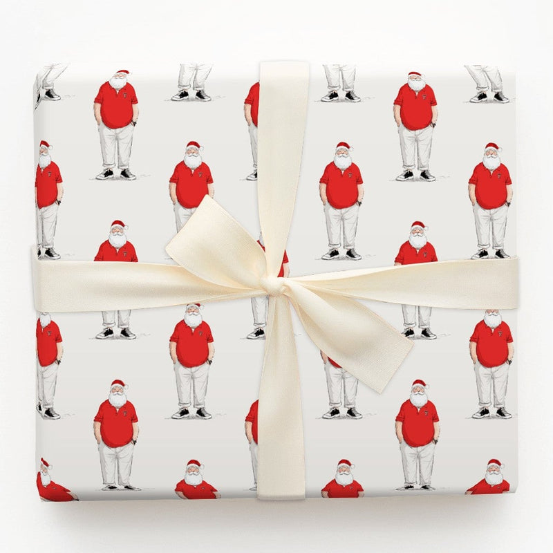 Casual Modern Santa Claus Gift Wrap, Red Polo Santa Wrapping Paper, Fun Holiday T Logo Wrapping Paper, Humorous Christmas Gift Wrapping Paper