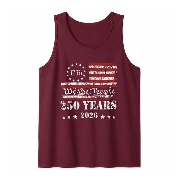 We The People US 250 Years Tank Top | Distressed American Flag 1776 2026 Graphic | Soft Lightweight Breathable Premium Fabric | Patriotic Gift for Men & Women