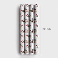 Watercolor Santa Hat Gift Wrap, Mallard Duck Christmas Wrapping Paper, Duck Bird Wrapping Paper Roll, Holiday Wrapping Paper