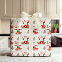 Meditating Santa Christmas Wrapping Paper, Yoga Santa Wrapping Paper, Zen Holiday Gift Wrap Roll, Humorous Festive Meditation Wrapping Paper