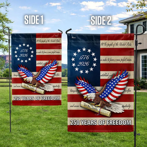250 Years of Freedom Garden Flag | We The People 1776-2026 Patriotic Eagle Design | Double-Sided Polyester | Americana Commemorative Decor