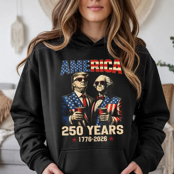 America 250 Years Hoodie | Patriotic USA 1776-2026 Graphic Design | Premium Cotton-Polyester Blend | Gift for Independence Day Celebration