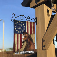 Patriotic Horse Garden Flag | 250 Years Strong 1776-2026 USA | Double-Sided Weather Resistant Polyester | Rustic American Heritage Outdoor Yard Decor Gift