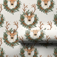 Woodland Deer Gift Wrap, Reindeer Wrapping Paper, Rustic Holiday Wrapping Paper, Christmas Gift Wrapping Paper, Forest Animal Present Paper