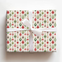 Retro Bauble Holiday Gift Wrap, Vintage Christmas Ornament Wrapping Paper, Nostalgic Xmas Tree Wrapping Paper, Festive Gift Wrapping Paper