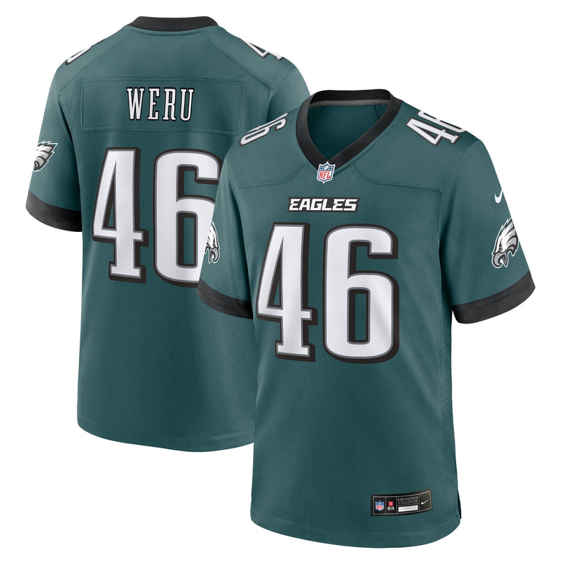 Philadelphia Eagles Joshua Weru Midnight Green Team Game Jersey
