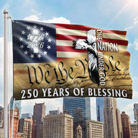250 Years of Blessing Patriotic House Flag | 1776-2026 Eagle Cross Design | UV-Resistant Double-Sided Grommet Flag | American Heritage Decor