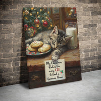 Adorable Holiday Cat Canvas Print, Sleeping Kitten Christmas Canvas Art, Furrever Home Xmas Wall Decor Canvas, Comfy Winter Pet Lover Present