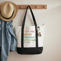 Take Me Where Summer Never Ends Teacherlife Color-blocked Canvas Bag