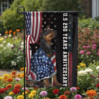 Patriotic Doberman Pinscher Garden Flag | US 250 Years Anniversary 1776-2026 | Double Sided Weather Resistant Polyester | American Pride Dog Lover Gift