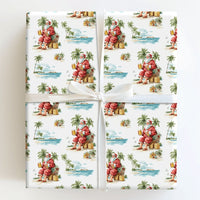 Beach Santa Gift Wrap, Tropical Santa Wrapping Paper, Humorous Beer Santa Wrapping Paper, Coastal Christmas Gift Wrap, Holiday Present Paper