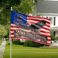 1776-2026 Eagle House Flag | 250 Years of Freedom Patriotic Design | Double-Sided Weather-Resistant Polyester | Gift for American History Lovers